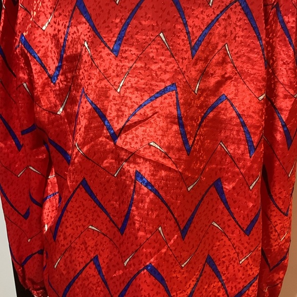 Vintage Red White and Blue High Neck Blouse Patriotic Retro Secretary Size Med - Picture 7 of 17